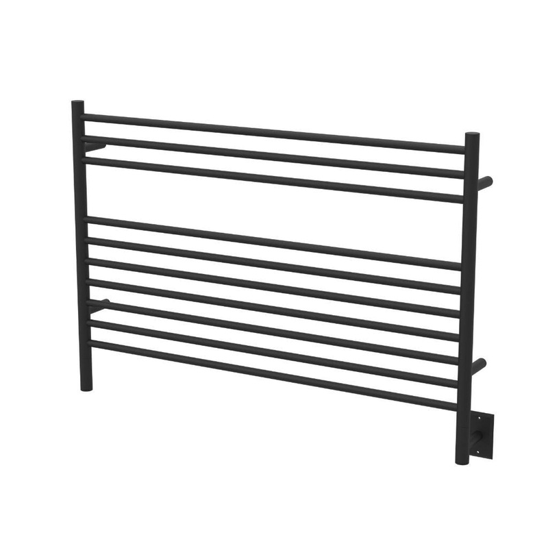 Amba Jeeves L Straight 10-Bar Matte Black Hardwired Towel Warmer