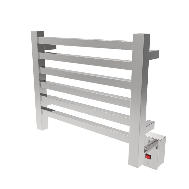 Amba Quadro 20" x 16" 6-Bar Polished Stainless Steel Hardwired Towel Warmer With Push Button On/Off Switch