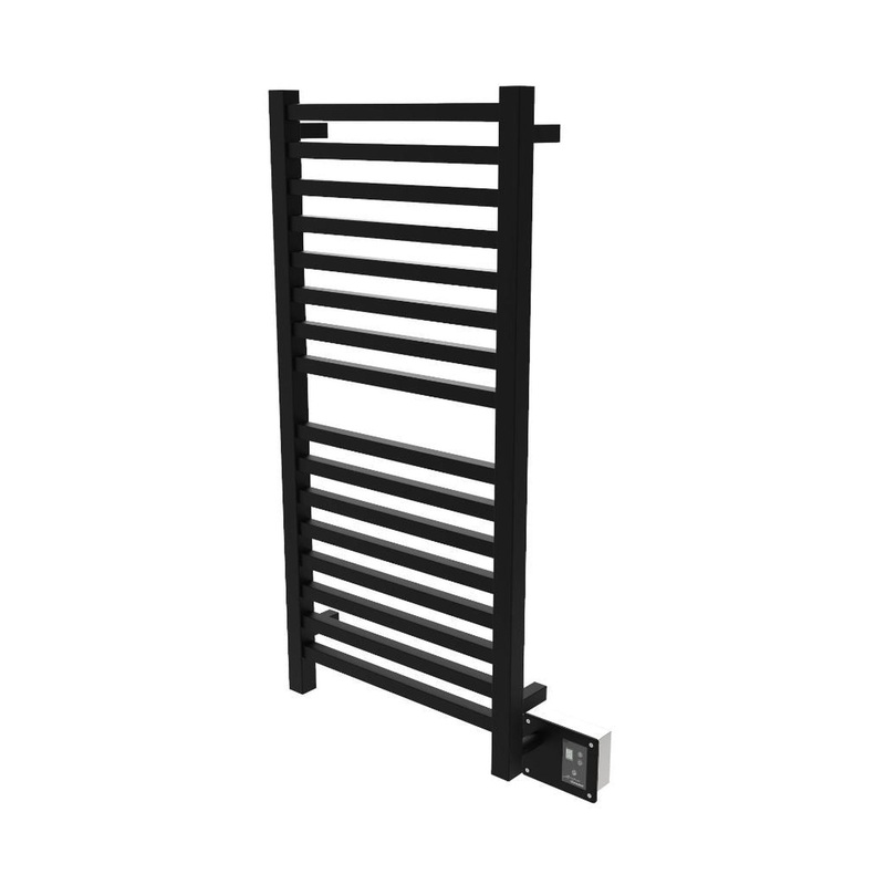 Amba Quadro 20" x 42" 16-Bar Matte Black Hardwired Towel Warmer With Digital Heat Controller