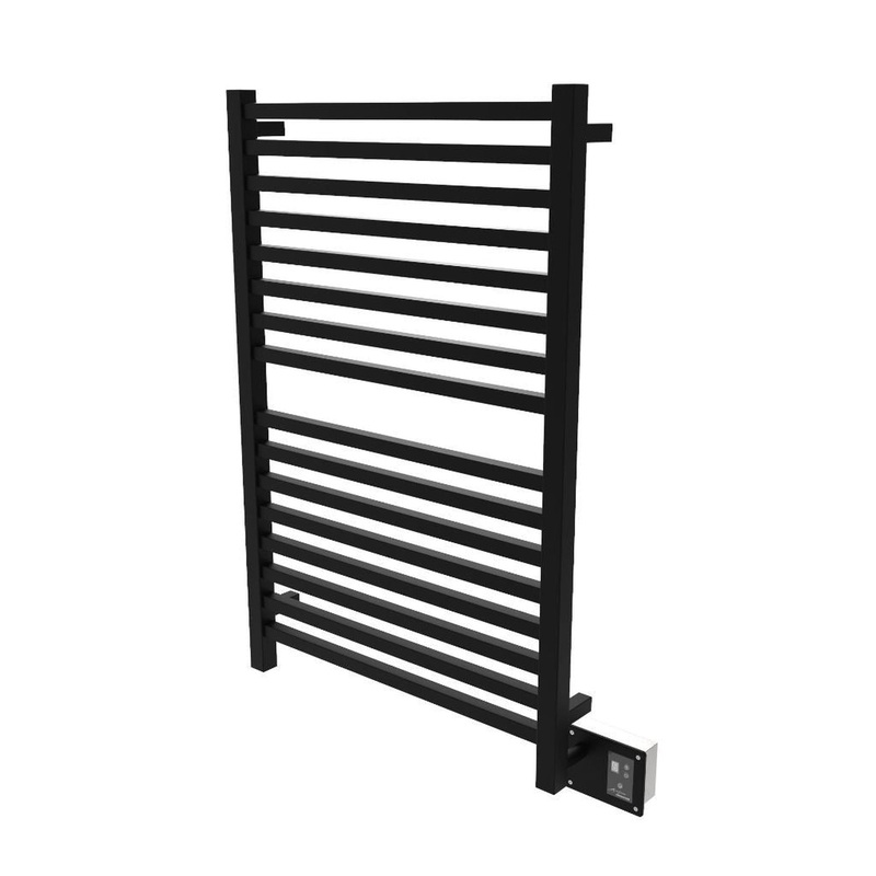 Amba Quadro 28" x 42" 16-Bar Matte Black Hardwired Towel Warmer With Digital Heat Controller