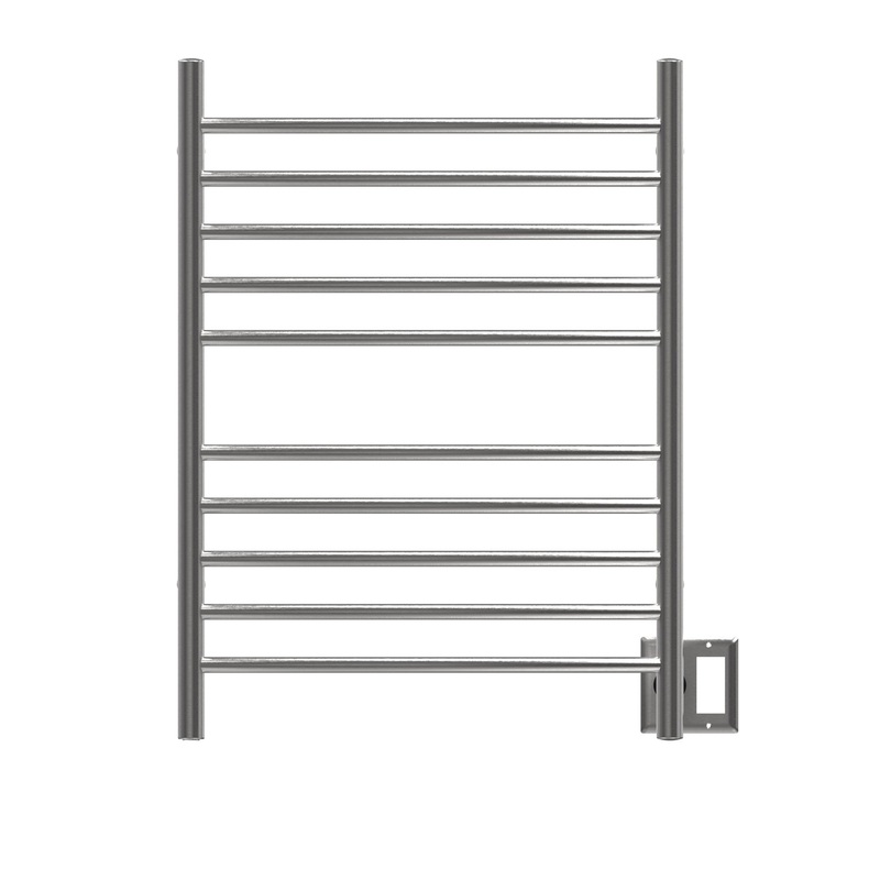 Amba Radiant Curved 10-Bar Brushed Stainless Steel Hardwired and Plug-in Combo Towel Warmer With Integrated On/Off Switch