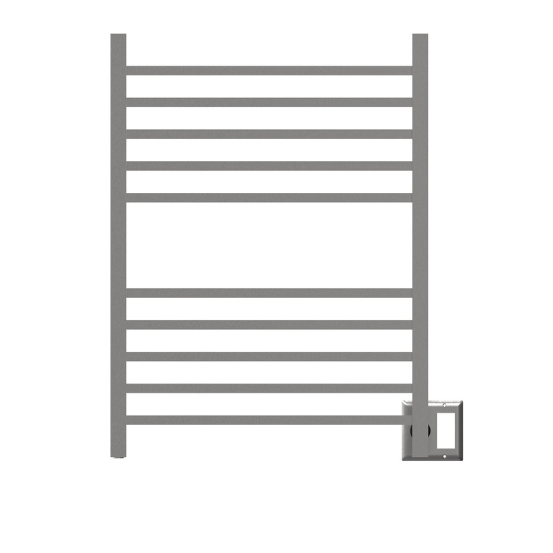 Amba Radiant Square 10-Bar Brushed Stainless Steel Hardwired and Plug-In Combo Towel Warmer