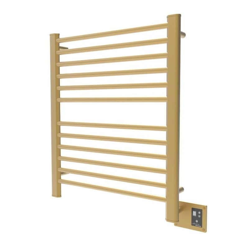 Amba Sirio 28" x 33" 12-Bar Satin Brass Hardwired Towel Warmer