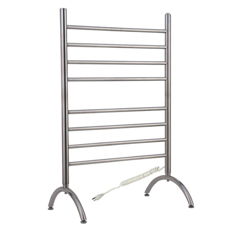 WarmlyYours Barcelona 24" x 37" Brushed Stainless Steel Wall-Mounted  8-Bar Plug-In Towel Warmer