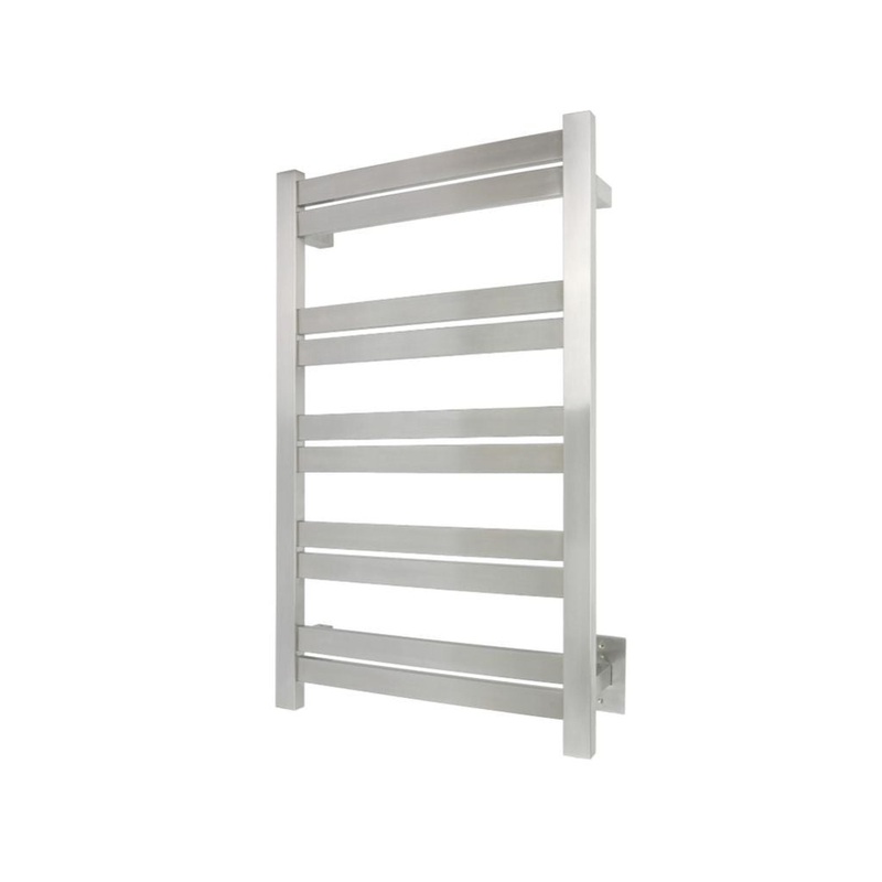 WarmlyYours Grande 10 21" x 34" Brushed Stainless Steel Wall-Mounted 10-Bar Hardwired Towel Warmer