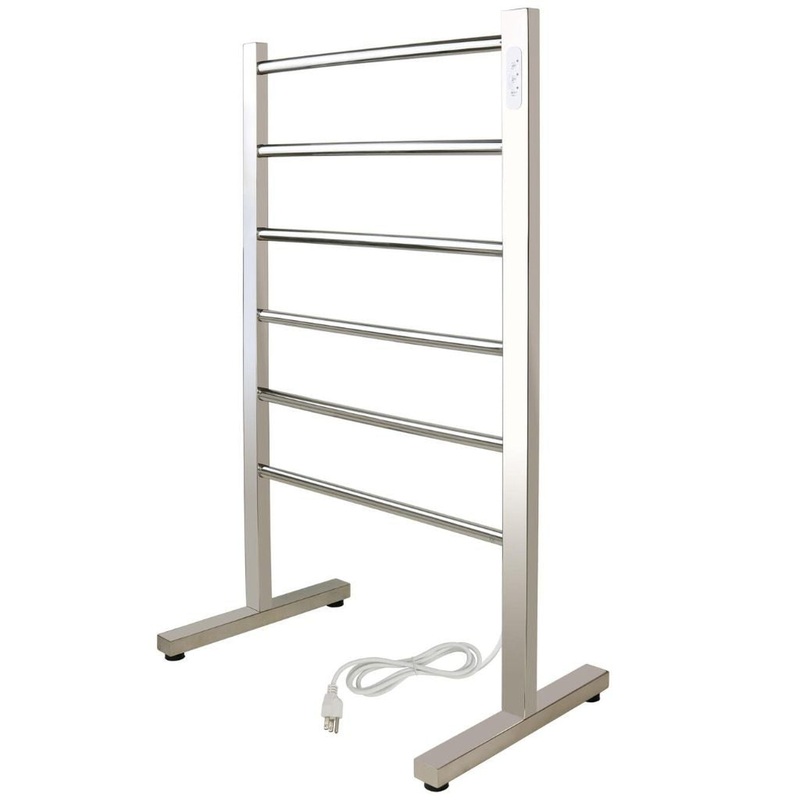 WarmlyYours Ibiza 22" x 35" Polished Stainless Steel Wall-Mounted 6-Bar Plug-In Towel Warmer