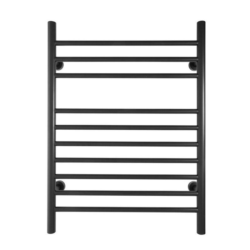 WarmlyYours Infinity 24" x 32" Matte Black Stainless Steel Wall-Mounted 10-Bar Dual Connection Hardwired or Plug-In Towel Warmer