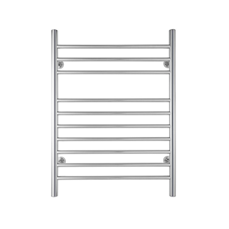WarmlyYours Infinity 24" x 32" Polished Stainless Steel Wall-Mounted 10-Bar Dual Connection Hardwired or Plug-In Towel Warmer