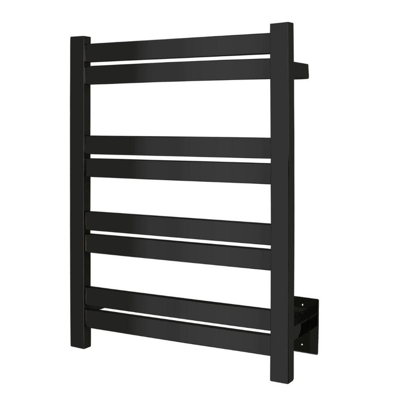 WarmlyYours Maple 8 20" x 28" Matte Black Stainless Steel Wall-Mounted 8-Bar Hardwired Towel Warmer