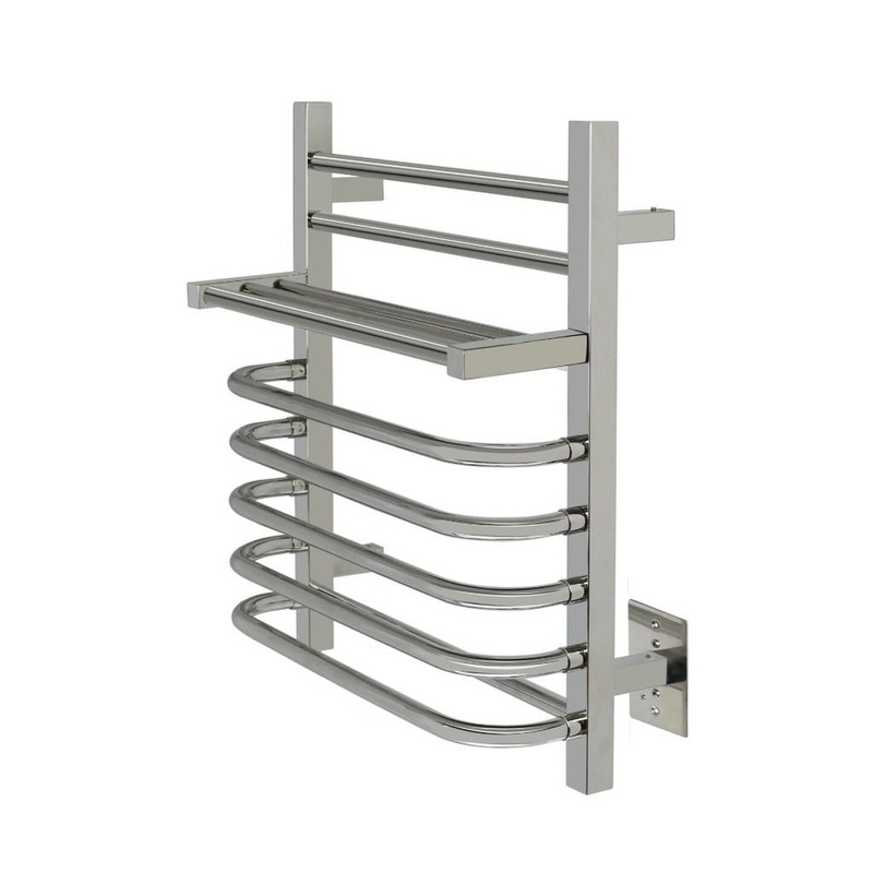 WarmlyYours Maui 20" x 22" Polished Stainless Steel Wall-Mounted 7-Bar Hardwired Towel Warmer