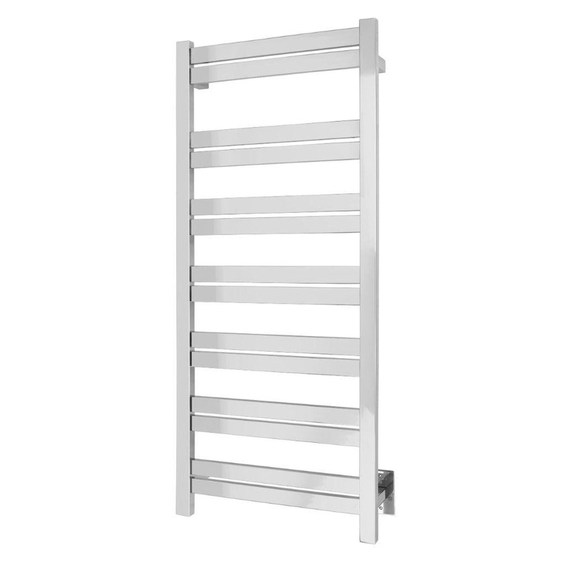 WarmlyYours Milan 14 20" x 48" Polished Stainless Steel Wall-Mounted 14-Bar Hardwired Towel Warmer