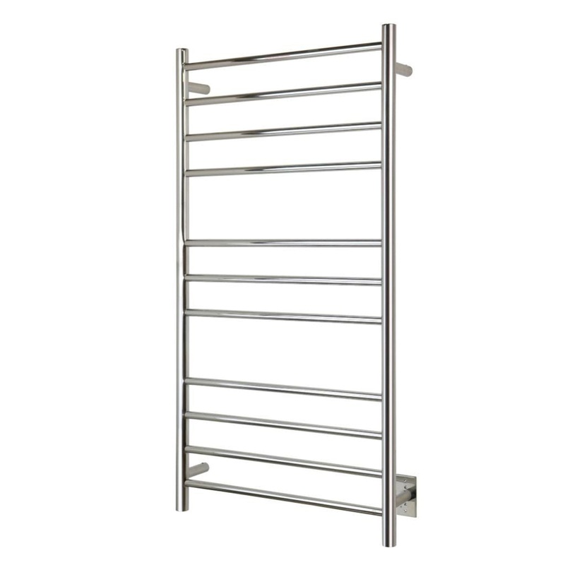 WarmlyYours Ontario XL 24" x 45" Polished Stainless Steel Wall-Mounted 11-Bar Hardwired Towel Warmer