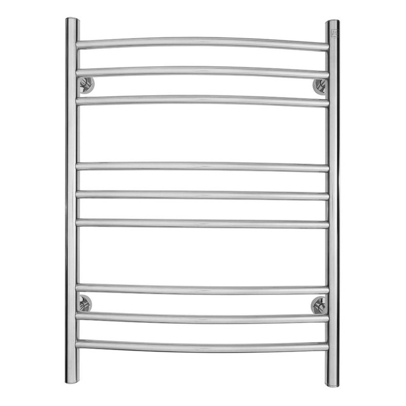 WarmlyYours Riviera 24" x 32" Polished Stainless Steel Wall-Mounted 9-Bar Dual Connection Hardwired or Plug-In Towel Warmer