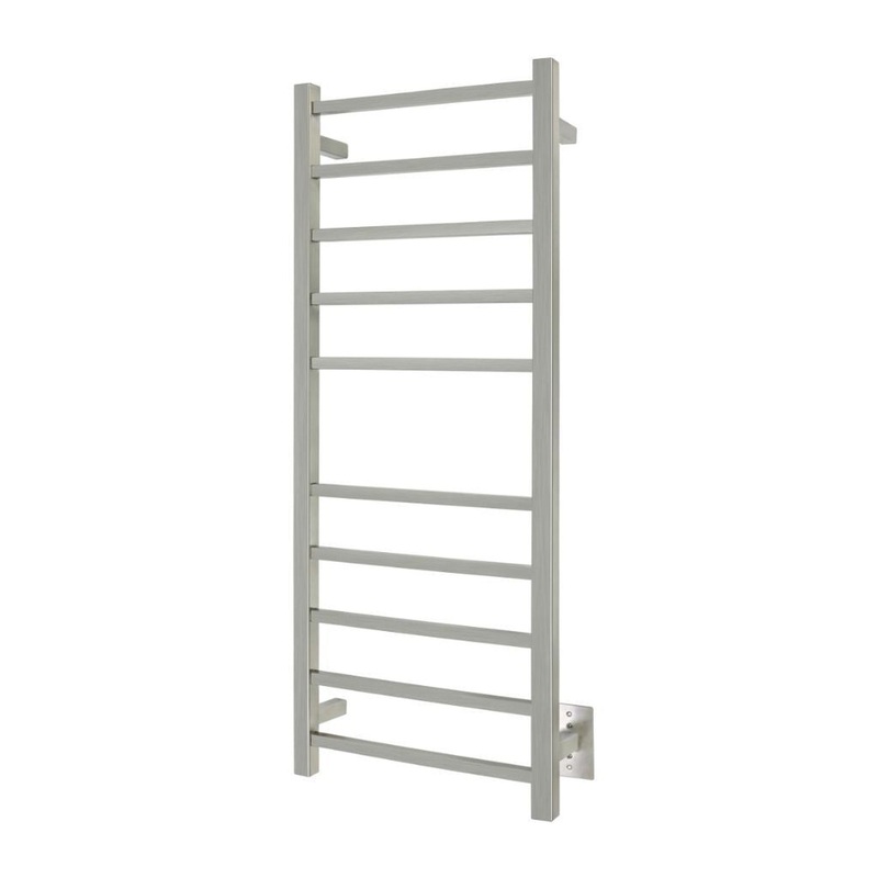 WarmlyYours Sydney 17" x 43" Brushed Stainless Steel Wall-Mounted 10-Bar Hardwired Towel Warmer