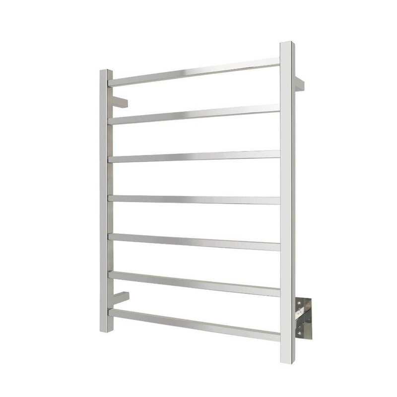 WarmlyYours Tahoe 7 24" x 32" Polished Stainless Steel Wall-Mounted 7-Bar Hardwired Towel Warmer