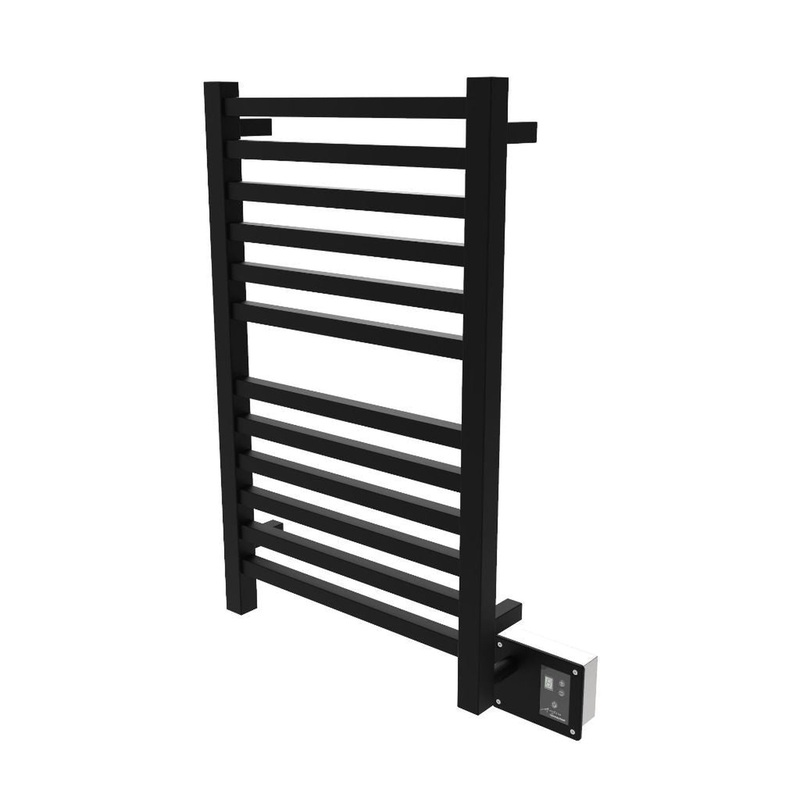 Amba Quadro 20" x 33" 12-Bar Matte Black Hardwired Towel Warmer With Digital Heat Controller