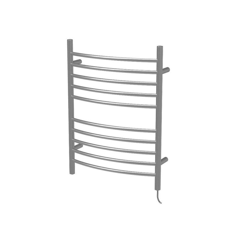 Amba Radiant Curved 10-Bar Brushed Stainless Steel Plug-In Towel Warmer With Integrated On/Off Switch