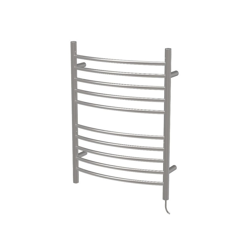 Amba Radiant Curved 10-Bar Polished Stainless Steel Plug-In Towel Warmer With Integrated On/Off Switch