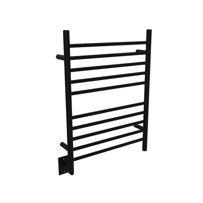 Amba Radiant Straight 10-Bar Matte Black Left Hardwired Towel Warmer