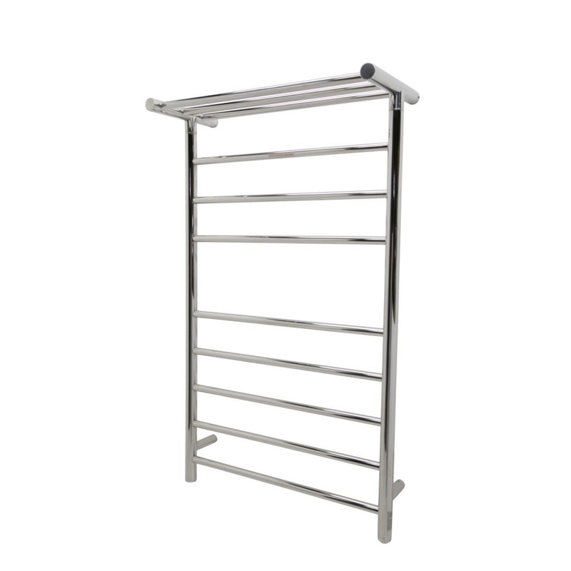 ANZZI Eve Series 8-Bar Stainless Steel Wall-Mounted Electric Towel Warmer Rack With Top Shelf in Polished Chrome Finish