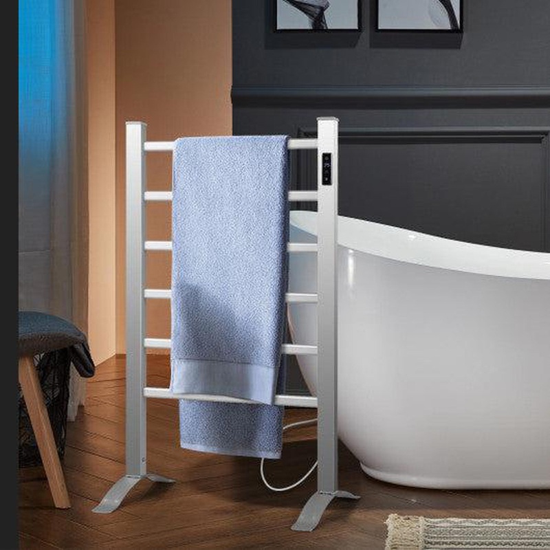 Costway Freestanding and Wall-mounted 6 Bars Towel Warmer with Timer and LED Display