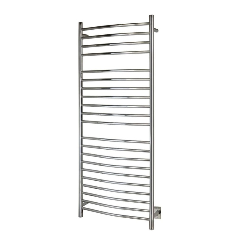 WarmlyYours Vida 24" x 59" Polished Stainless Steel Wall-Mounted 21-Bar Hardwired Towel Warmer