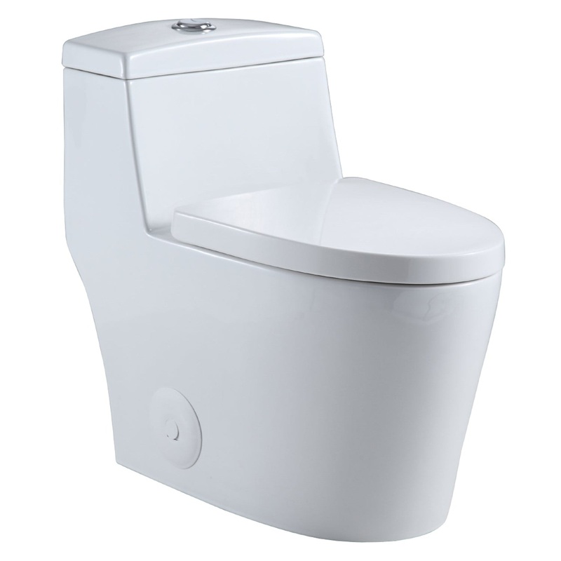 Altair Savona Elongated White Ceramic Dual Flush One-Piece Toilet With Seat