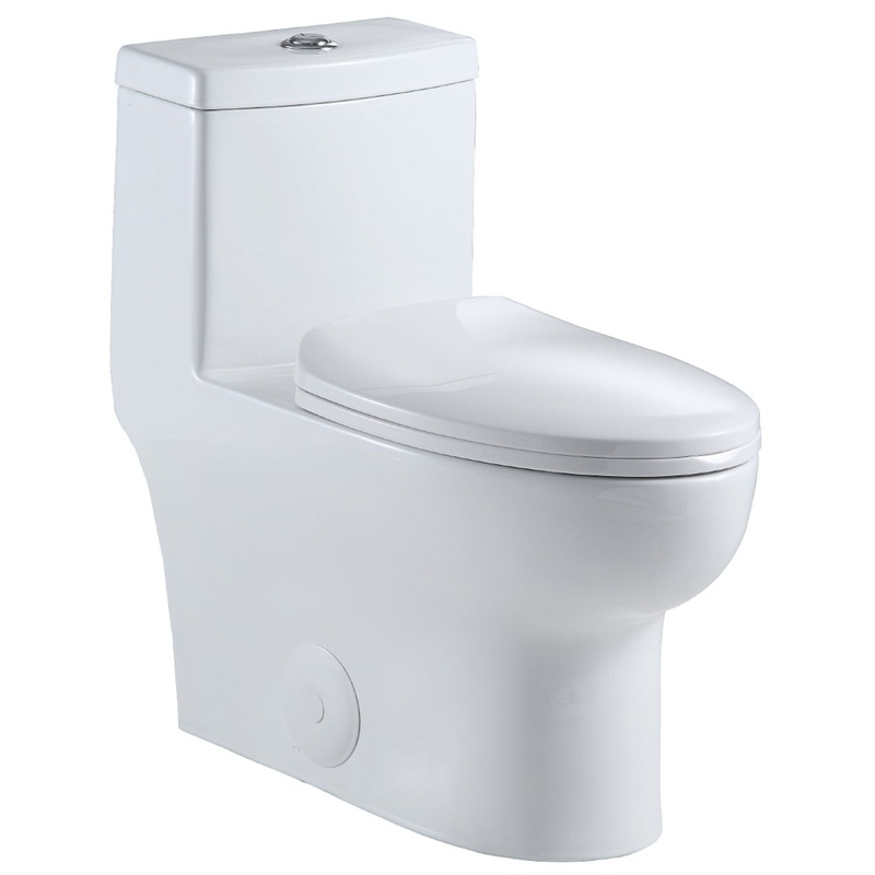 Altair Venezia Elongated White Ceramic Dual Flush One-Piece Toilet With Seat