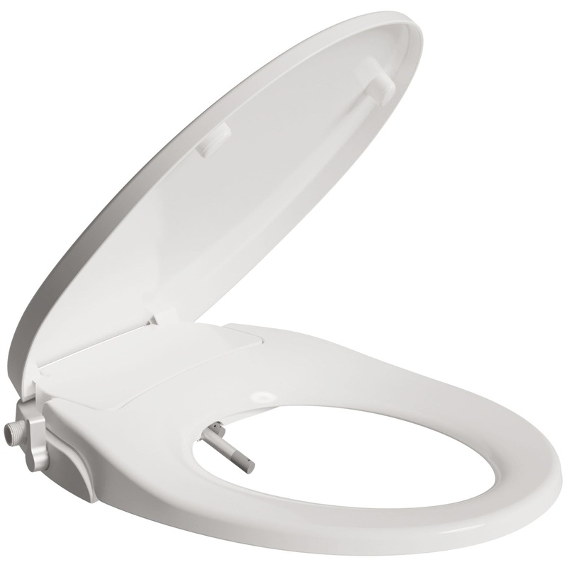 ANZZI Troy Series White Soft Close Non-Electric Toilet Seat With Dual Nozzle and Built-In Side Lever