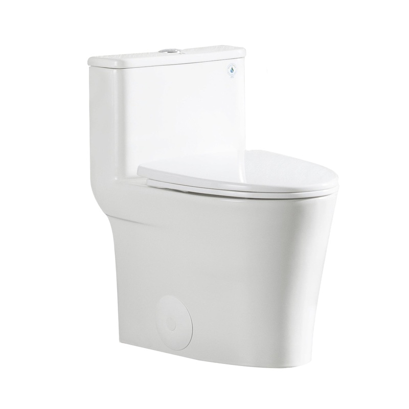 DeerValley Symmetry 1.28 GPF Water Efficient Ceramic Easy-to-Clean Elongated One-Piece Mid-Size Toilet With Soft Closing Seat