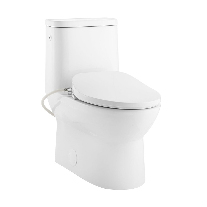 Swiss Madison Avancer 15" x 29" One-Piece White Elongated Floor-Mounted Toilet With 0.95/1.6 GPF Touchless Dual Flush and Cascade Smart Seat Bidet