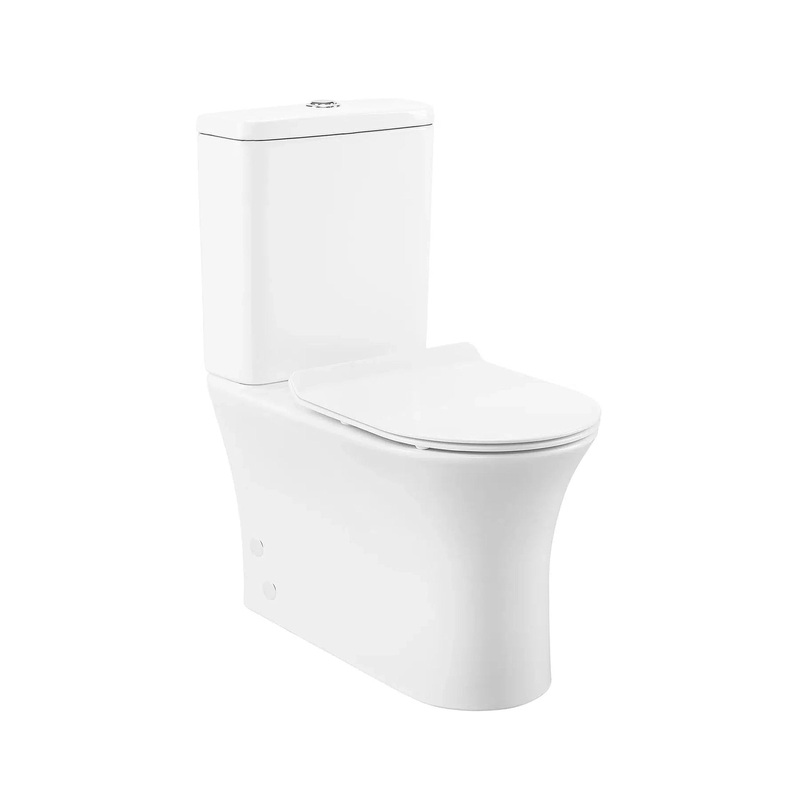 Swiss Madison Calice 15" x 33" Two-Piece Glossy White Elongated Floor-Mounted Toilet With Rear Outlet and 0.8/1.28 GPF