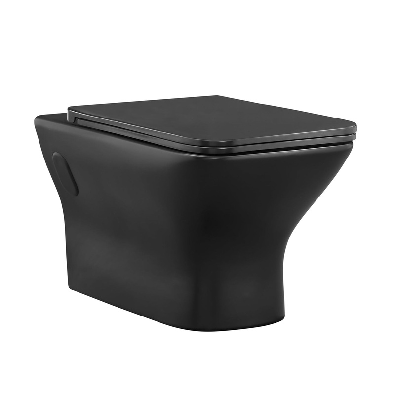 Swiss Madison Carr 14" x 15" Matte Black Elongated Square Wall-Hung Toilet Bowl