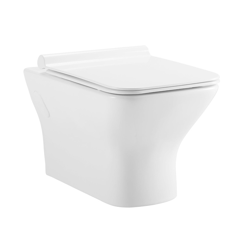 Swiss Madison Carr 14" x 15" White Elongated Square Wall-Hung Toilet Bowl