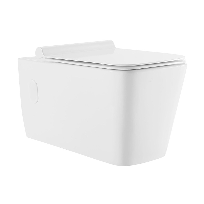 Swiss Madison Concorde 14" x 14" Glossy White Elongated Square Wall-Hung Toilet Bowl