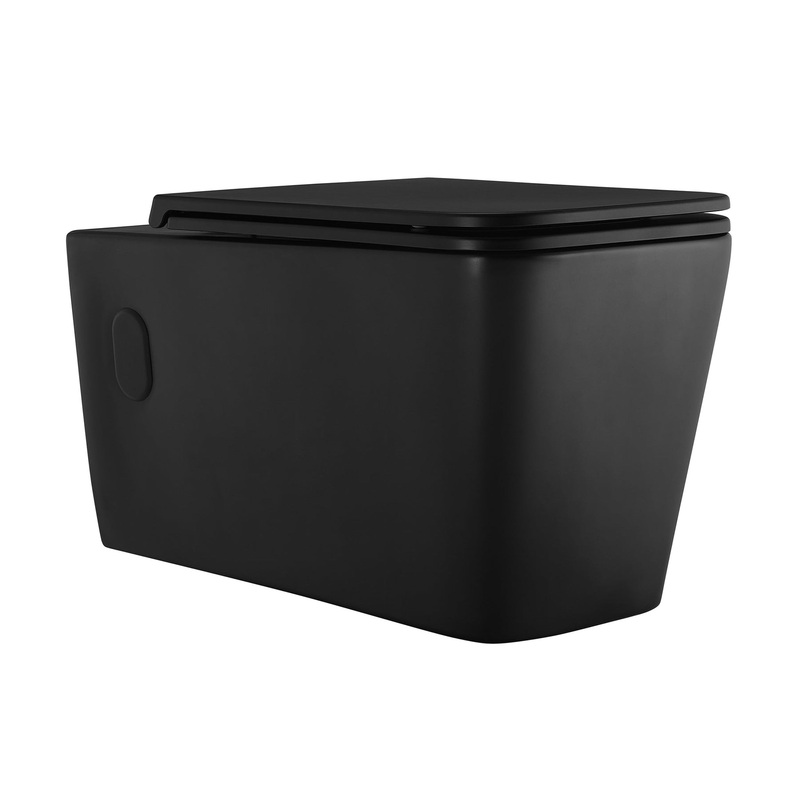 Swiss Madison Concorde 14" x 14" Matte Black Elongated Square Wall-Hung Toilet Bowl