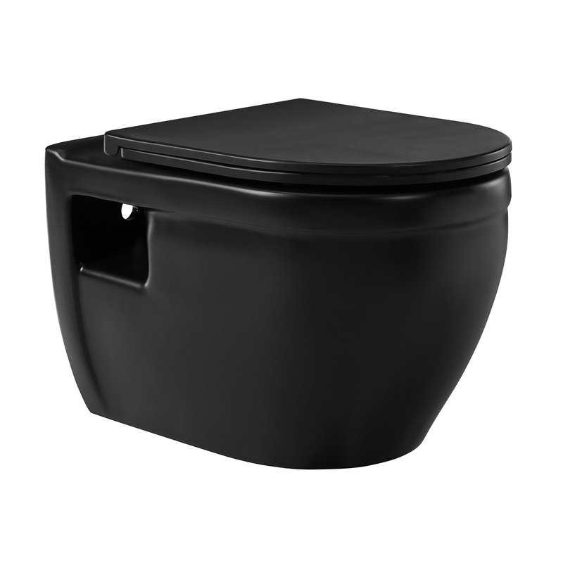 Swiss Madison Ivy 15" x 13" Matte Black Elongated Wall-Hung Toilet Bowl