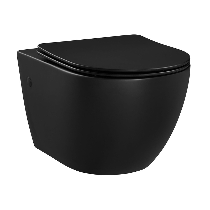 Swiss Madison St. Tropez 14" x 14" Matte Black Elongated Wall-Hung Toilet Bowl