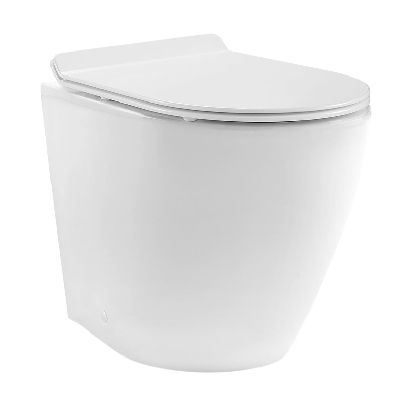 Swiss Madison St. Tropez 14" x 16" Glossy White Back-to-Wall Elongated Floor Mounted Toilet Bowl