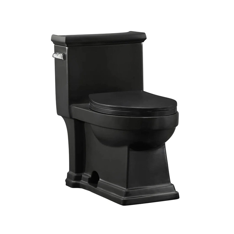 Swiss Madison Voltaire 17" x 29" Matte Black One-Piece Elongated Floor Mounted Toilet With 1.28 GPF Side Flush Function
