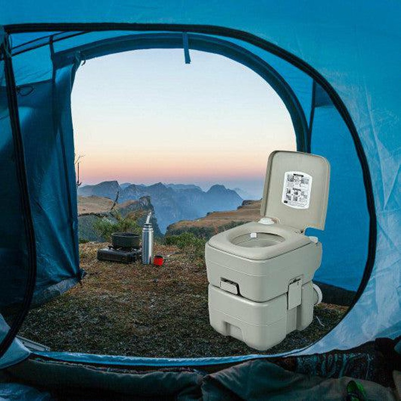 Costway 5.3 Gallon 20 L Portable Travel Toilet for Camping RV Indoor Outdoor