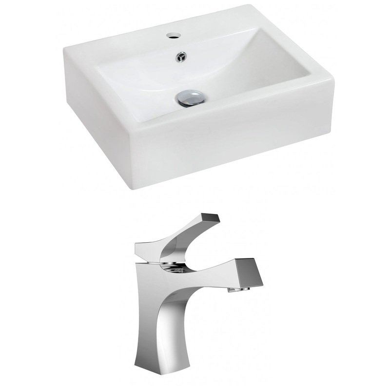 American Imaginations AI-15077 20" White Rectangular Ceramic Wall Mount Bathroom Vessel Sink Set