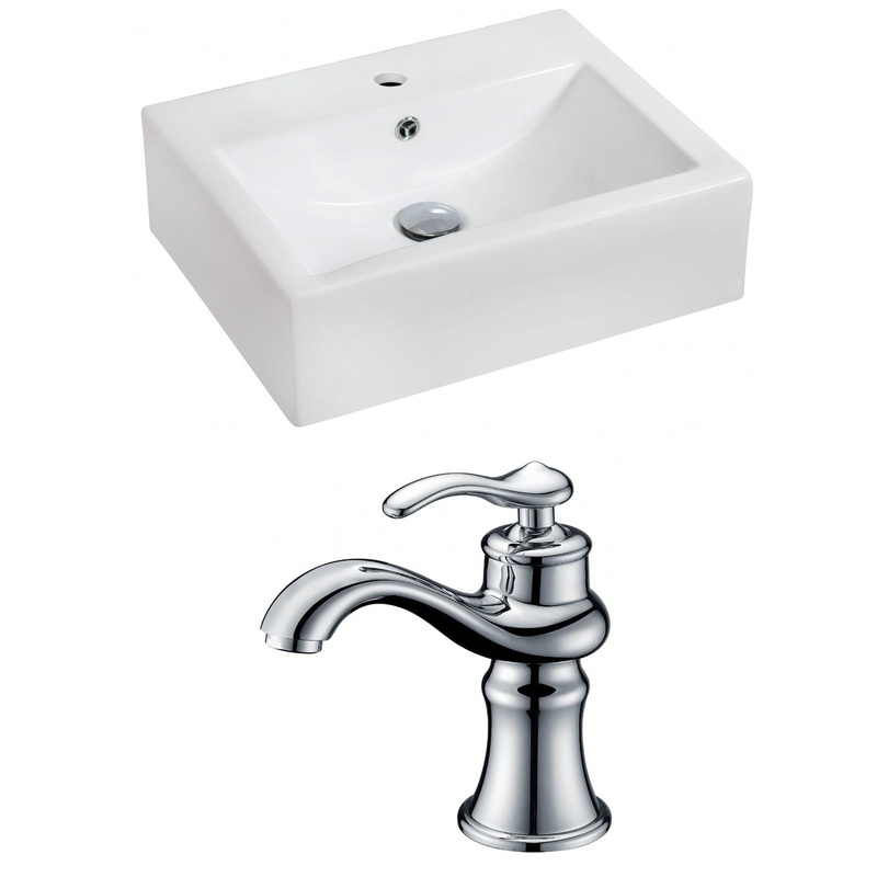 American Imaginations AI-15078 20" White Rectangular Ceramic Wall Mount Bathroom Vessel Sink Set
