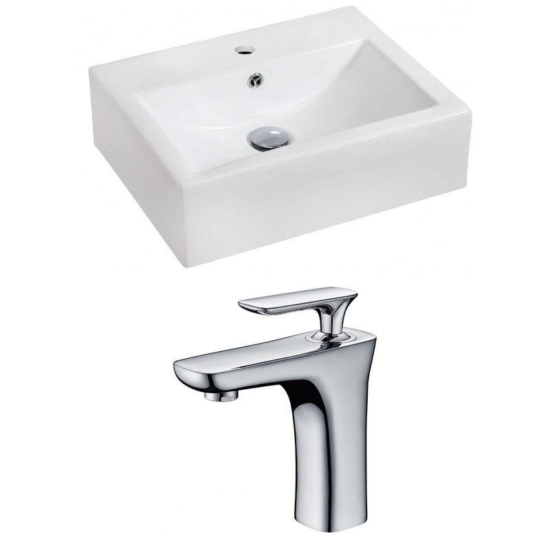 American Imaginations AI-15080 20" White Rectangular Ceramic Wall Mount Bathroom Vessel Sink Set