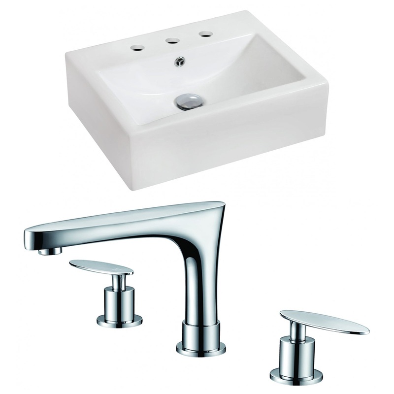 American Imaginations AI-15086 20" White Rectangular Ceramic Wall Mount Bathroom Vessel Sink Set