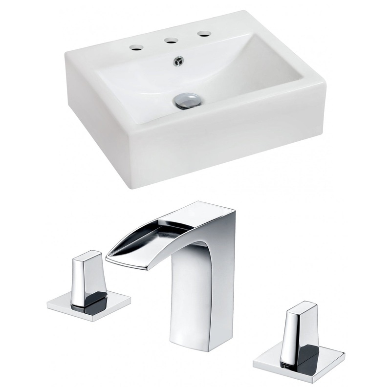 American Imaginations AI-15088 20" White Rectangular Ceramic Wall Mount Bathroom Vessel Sink Set