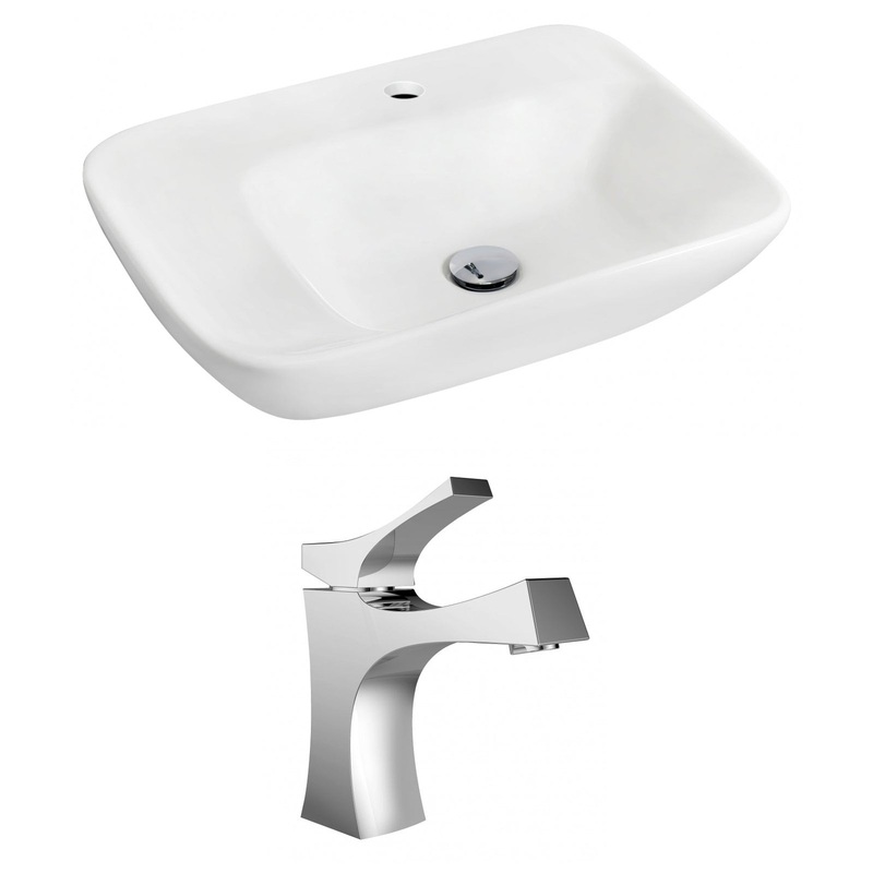 American Imaginations AI-15091 24" White Rectangular Ceramic Wall Mount Bathroom Vessel Sink Set