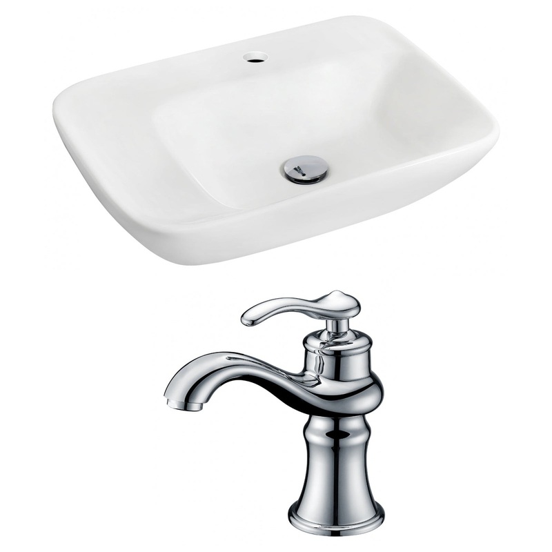 American Imaginations AI-15092 24" White Rectangular Ceramic Wall Mount Bathroom Vessel Sink Set