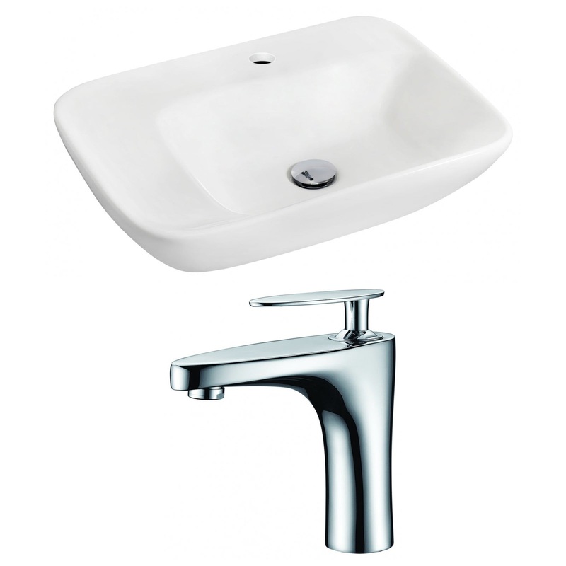 American Imaginations AI-15093 24" White Rectangular Ceramic Wall Mount Bathroom Vessel Sink Set
