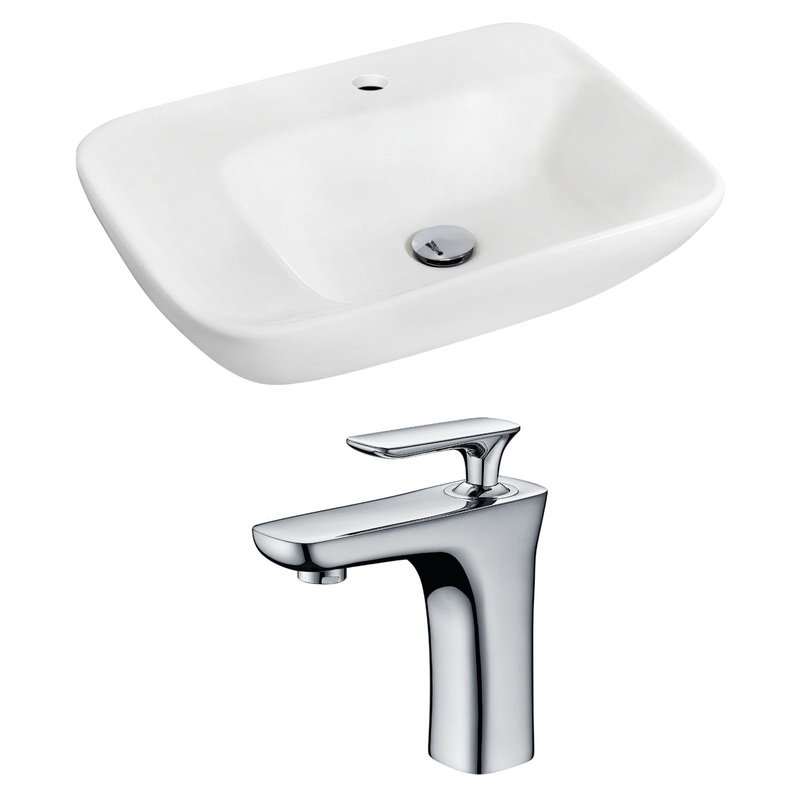 American Imaginations AI-15094 24" White Rectangular Ceramic Wall Mount Bathroom Vessel Sink Set